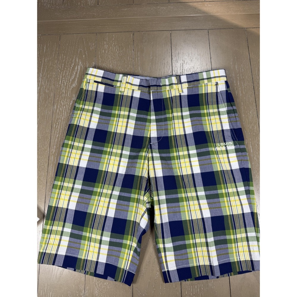 Louis Castel‎ Shorts Mens 32 Multicolor Plaid Chino Golf Bermuda Stretch Casual